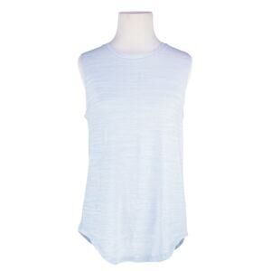 BASSIKE Soft Stretch Knit Open Back Tank in Light Heathered Blue Size XS